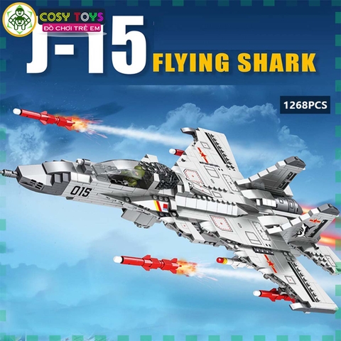 Đồ chơi lắp ghép xếp hình máy bay tiêm kích phản lực J15- Flying Shark hộp lớn to đại với 1010 mảnh ghép