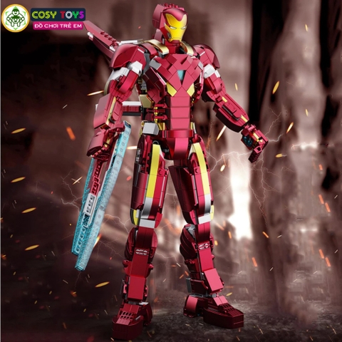 Đồ chơi lắp ghép xếp hình Iron Man giáp nano MARK 50 trong Age of Ultrol cỡ lớn kèm nhiều chi tiết chuyển động với 1293 mảnh ghép cho bé