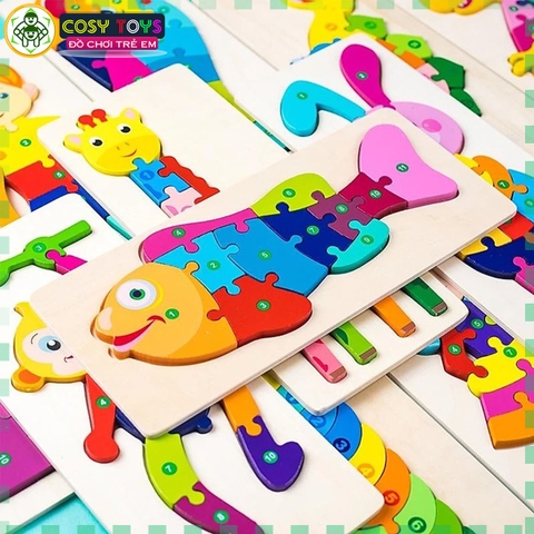 Đồ chơi tranh xếp hình gỗ nối số từ 1-10 nhiều chủ đề mẫu- đồ chơi gỗ giáo dục thông minh cho bé
