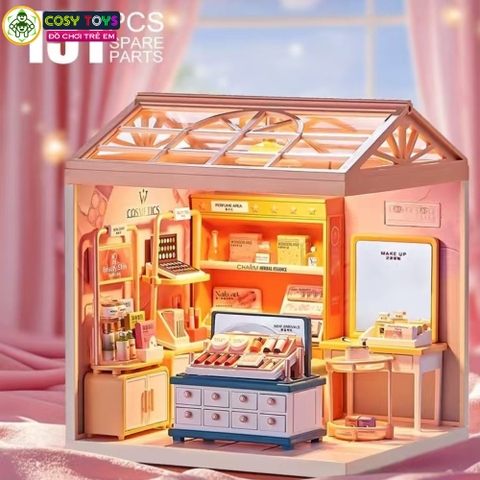 Đồ chơi lắp ghép ngôi nhà trong mơ với nhiều mẫu: phòng ngủ, phòng tắm, phòng bếp.....cao cấp có đèn led và lồng che trong suốt với đầy đủ vật dụng, đồ dùng cho bé