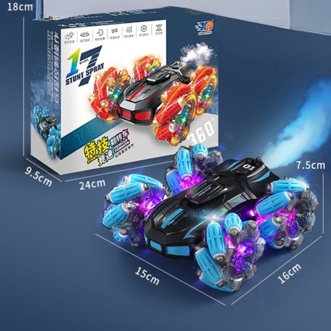 Đồ chơi xe điều khiển stunt 4 bánh xoắn điều khiển từ xa 360 độ có phun khói và điều khiển cử chỉ tay cho bé
