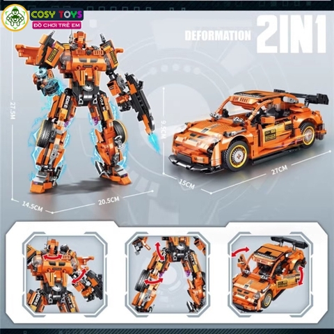 Đồ chơi lắp ghép xếp hình robot biến hình 2 trong 1 thành xe đủ mẫu với hơn 772 - 797- 821 - 844 chi tiết cho bé