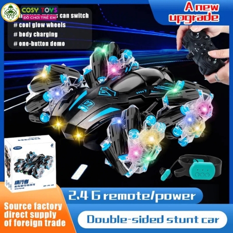 Đồ chơi xe đua stunt điều khiển từ xa 360 độ có phun khói và cử chỉ tay cho bé