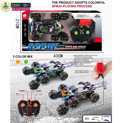 Đồ chơi xe điều khiển 6 bánh từ xa 360 độ có phun khói và cử chỉ tay cho bé