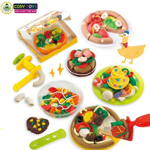Đồ chơi đất nặn làm bánh pizza và các mẫu bánh ngọt cho bé