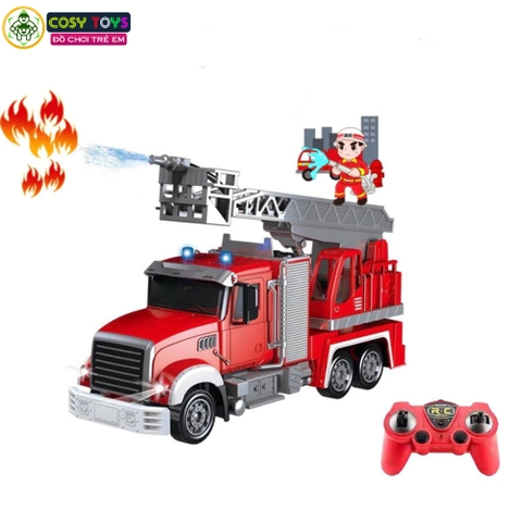 Đồ chơi xe cứu hỏa có điều khiển từ xa 4 chiều, có đèn và nhạc khi chơi cho bé