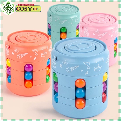 Hộp rubik lon bằng bi nhựa đủ màu nhiều kiểu ghép khác nhau cho bé