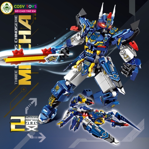 Đồ chơi lắp ghép xếp hình robot biến hình 2 trong 1 Chinoiseria Mecha với 516 chi tiết cho bé