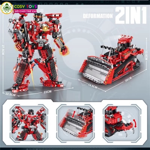 Đồ chơi lắp ghép xếp hình robot biến hình 2 trong 1 thành xe với hơn 797- 821 - 844 chi tiết cho bé