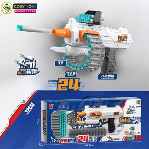 Đồ chơi sung bắn xốp dính liên thanh bằng pin cho bé