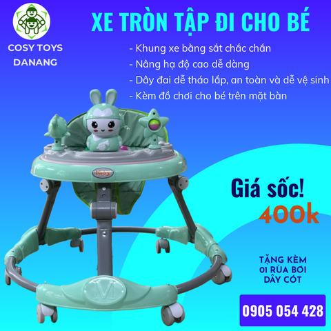 XE TRÒN TẬP ĐI MẪU THỎ CON, CÓ NÂNG HẠ ĐỘ CAO CHO BÉ TẬP ĐI