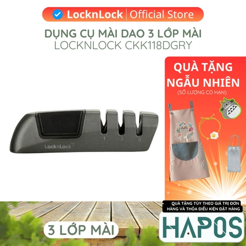 Dụng cụ mài dao LocknLock 3 lớp mài, There Stage Kinfe Sharpener CKK118DGRY Màu Xám Đậm - HAPOS OFFICIAL Xám - CKK118DGRY