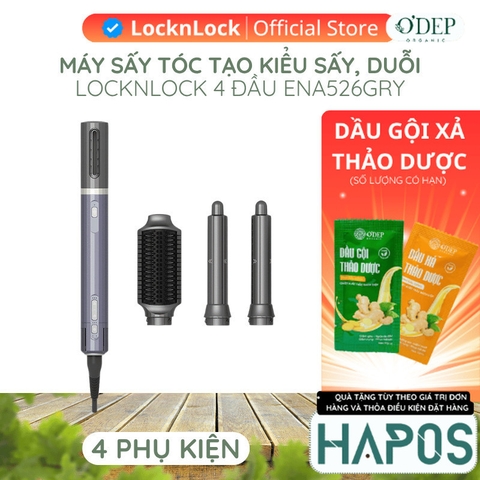 Máy sấy tóc tạo kiểu LocknLock gồm 4 đầu phụ kiện sấy, duỗi Multi hair styling dryer ENA526GRY - HAPOS OFFICIAL ENA526GRY