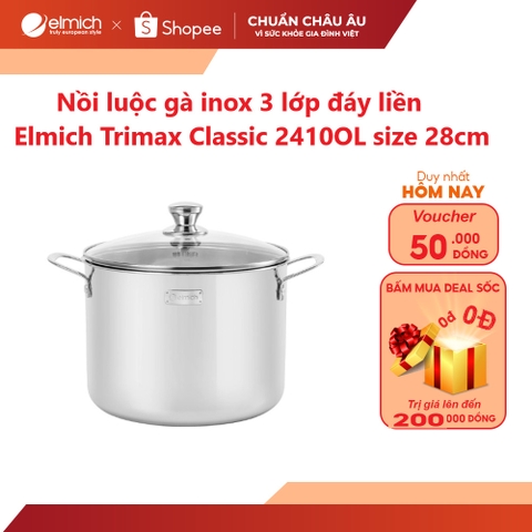 Nồi luộc gà Inox 3 lớp đáy liền Elmich Trimax Classic 28cm EL-2410OL28 - HAPOS HSA