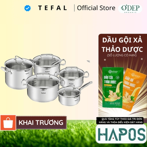 Bộ 5 nồi Inox cao cấp Tefal Duetto Plus G719SA55 (quánh 16cm, nồi hầm 18/20/24cm, luộc gà 22cm) G719SA74 - HAPOS HOF