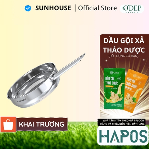 Chảo Inox đa lớp liền khối Sunhouse 16cm - 28cm đáy từ dùng mọi loại bếp Healthy IN16M9 - IN28M9 - HAPOS HOF