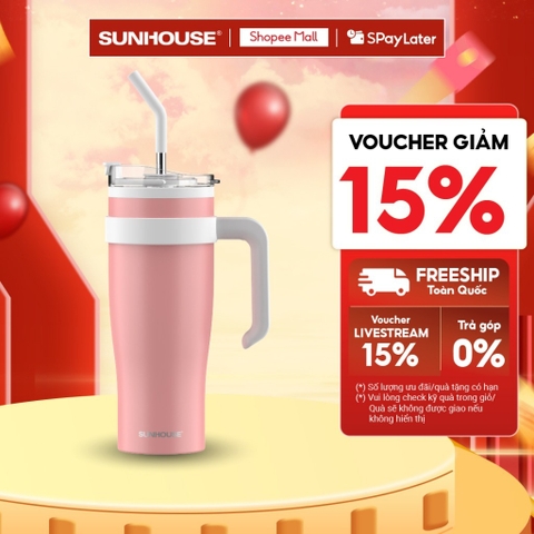 Bình giữ nhiệt Stay Hydrate 1200ml Sunhouse KS-TU1200SP - Inox 304 - Giữ nhiệt đến 8h - Ống hút tiện lợi - HAPOS HEL KS-TU1200SP