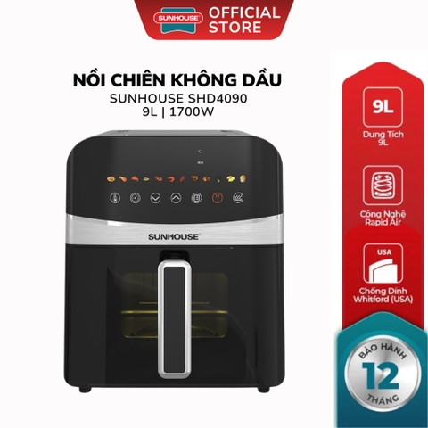 Nồi chiên không dầu 9L Sunhouse SHD4090 - Công suất 1700W, Dung tích lớn nướng gà vịt nguyên con - HAPOS HEL SHD4090
