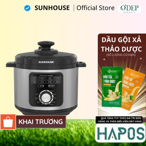 Nồi áp suất điện đa năng 5L Sunhouse SHD1551 900W, 5 cấp độ chống bỏng, Lòng nồi 5 lớp phủ chống dính PTFE - HAPOS HOF