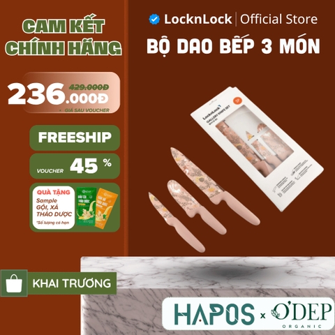 Bộ dao nhà bếp 3 món LocknLock Gallery Knife Set CKK308S3 - Màu hồng - HAPOS LOF