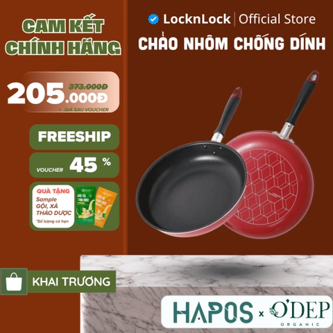 Chảo nhôm chống dính Locknlock LEVE 26cm - Màu Đỏ - LLP1263 - Không dùng bếp từ - HAPOS LOF LLP1283 - 28cm Đỏ