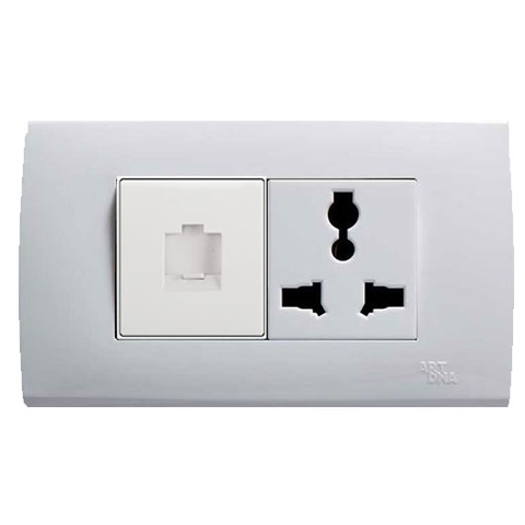 Ổ cắm mạng + ổ cắm 3 chấu