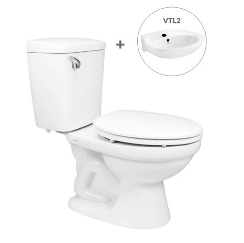 Bàn cầu hai khối VI44 + Chậu VTL2 (hoặc VTL3)