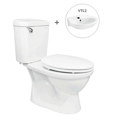 Bàn cầu hai khối VI77+ Chậu VTL2 (hoặc VTL3)