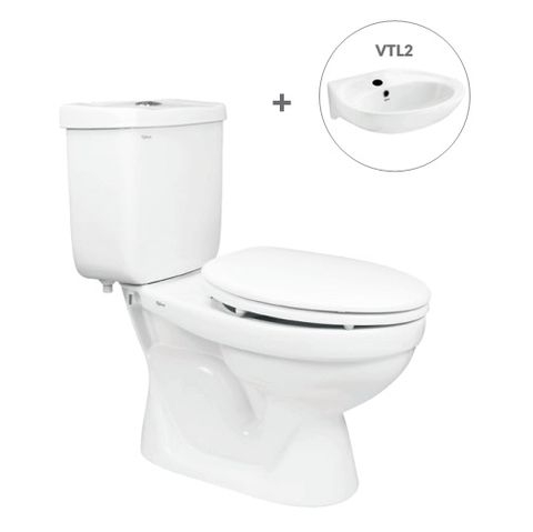 Bàn cầu hai khối VT18M + Chậu VTL2 (hoặc VTL3)