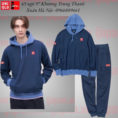 Bộ quần áo nỉ thể thao tennis, pickleball chính hãng Uniqlo có mũ chui đầu - 457087-451648