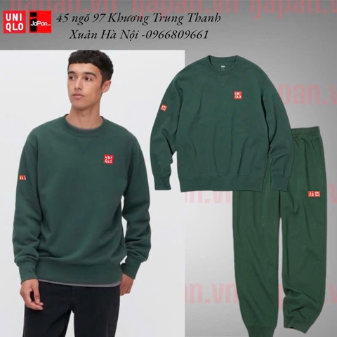 Bộ quần áo nỉ thể thao tennis, pickleball chính hãng Uniqlo da cá cổ tròn -450185