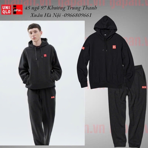 Bộ quần áo nỉ thể thao tennis, pickleball chính hãng Uniqlo chui đầu có mũ 465200-469930