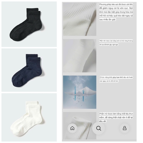 Tất tennis Uniqlo cổ ngắn Nhật Bản - 476488