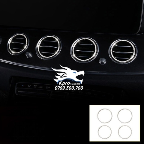 Bộ 4 vòng ngoài cửa gió trung tâm đính đá Mercedes E200, E250, E300