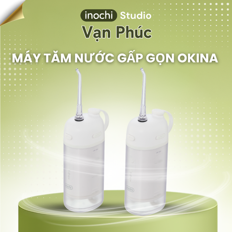 Máy Tăm Nước Gấp Gọn Okina Chính Hãng – Thiết Kế Thu Gọn Tiện Du Lịch Chống Nước IPX7 (Kèm 3 Đầu Tăm), dễ mang đi.