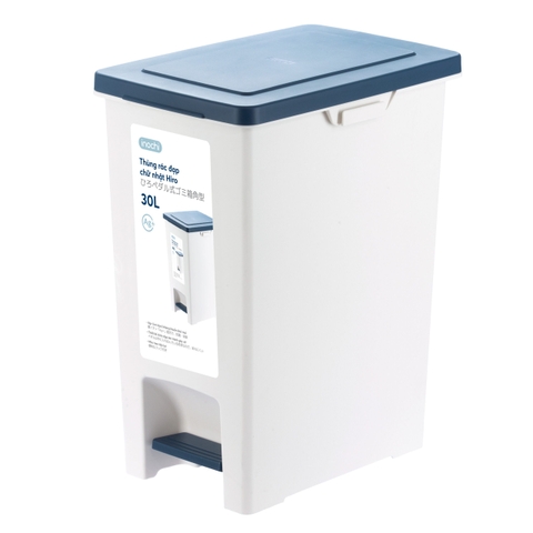 Thùng rác đạp chữ nhật Hiro 30L (loại kèm ruột)