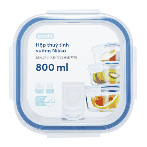Hộp thuỷ tinh vuông Nikko 800 ml