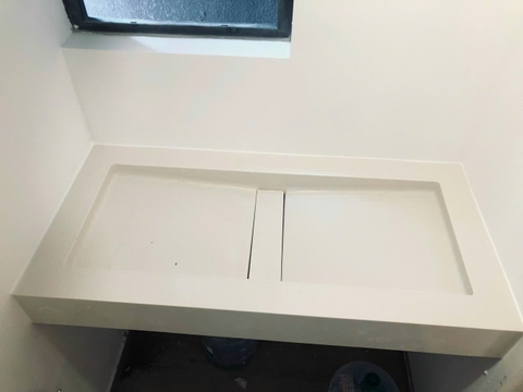 Đá solid surface ốp chậu giặt đồ liền khối