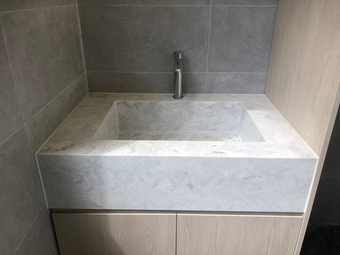 Đá solid surface LG HiMacs ốp lavabo liền khối