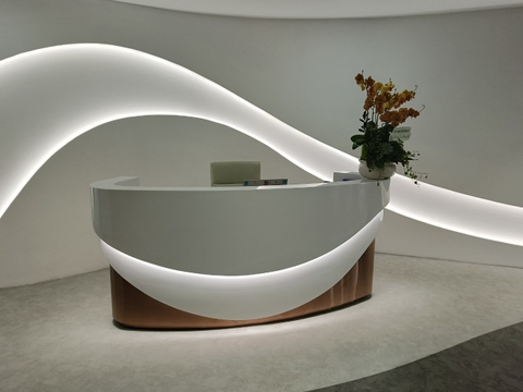 Quầy lễ tân ốp đá solid surface korean tại quận 4