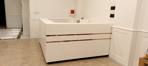 Dự án quầy lễ tân ốp đá solid surface korean tại Đà Lạt
