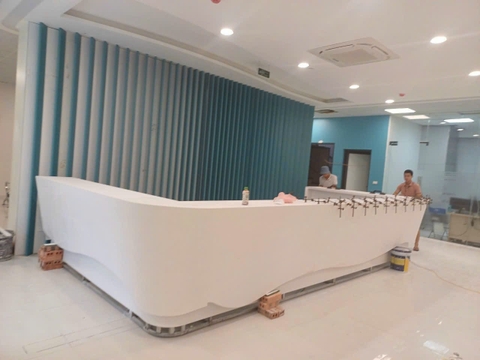 Dự án Quầy lễ tân đá ốp đá solid surface korean tại quận 1