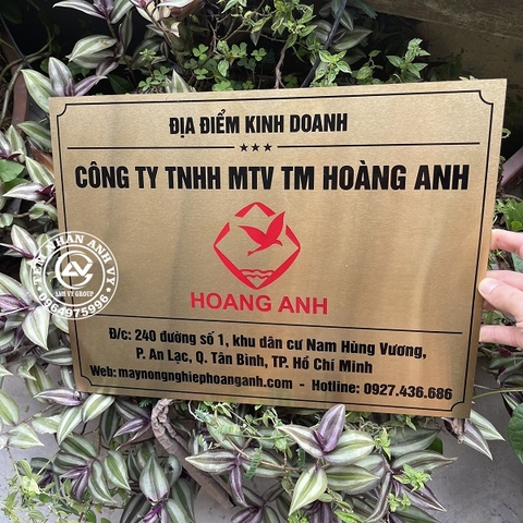 Biển công ty inox xước vàng