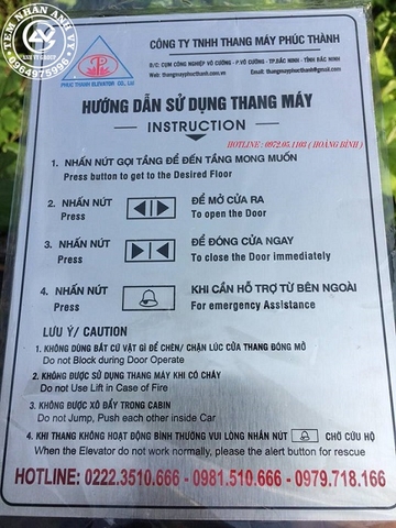 Biển HDSD chất liệu  inox xước trắng ăn mòn