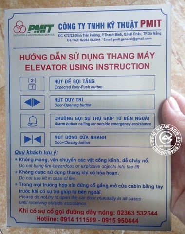 Biển HDSD chất liệu inox xước trắng ăn mòn
