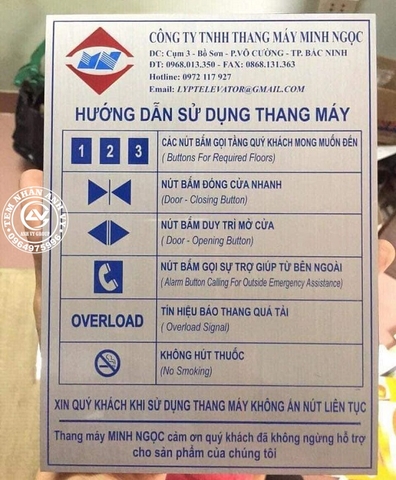 Biển HDSD chất liệu inox xước trắng