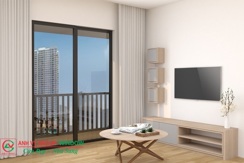 Cửa đi mở trượt 2 cánh nhôm Xingfa