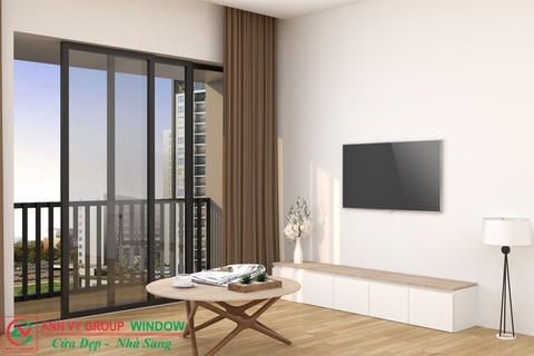 Cửa đi mở trượt 2 cánh nhôm Xingfa