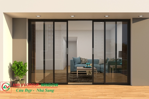 Cửa đi mở trượt 4 cánh nhôm xingfa