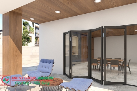 Cửa đi xếp gấp 4 cánh nhôm Xingfa
